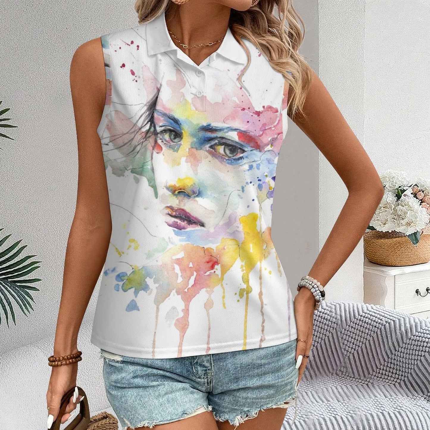 Polo Donna Senza Maniche Personalizzata | Tessuto Traspirante