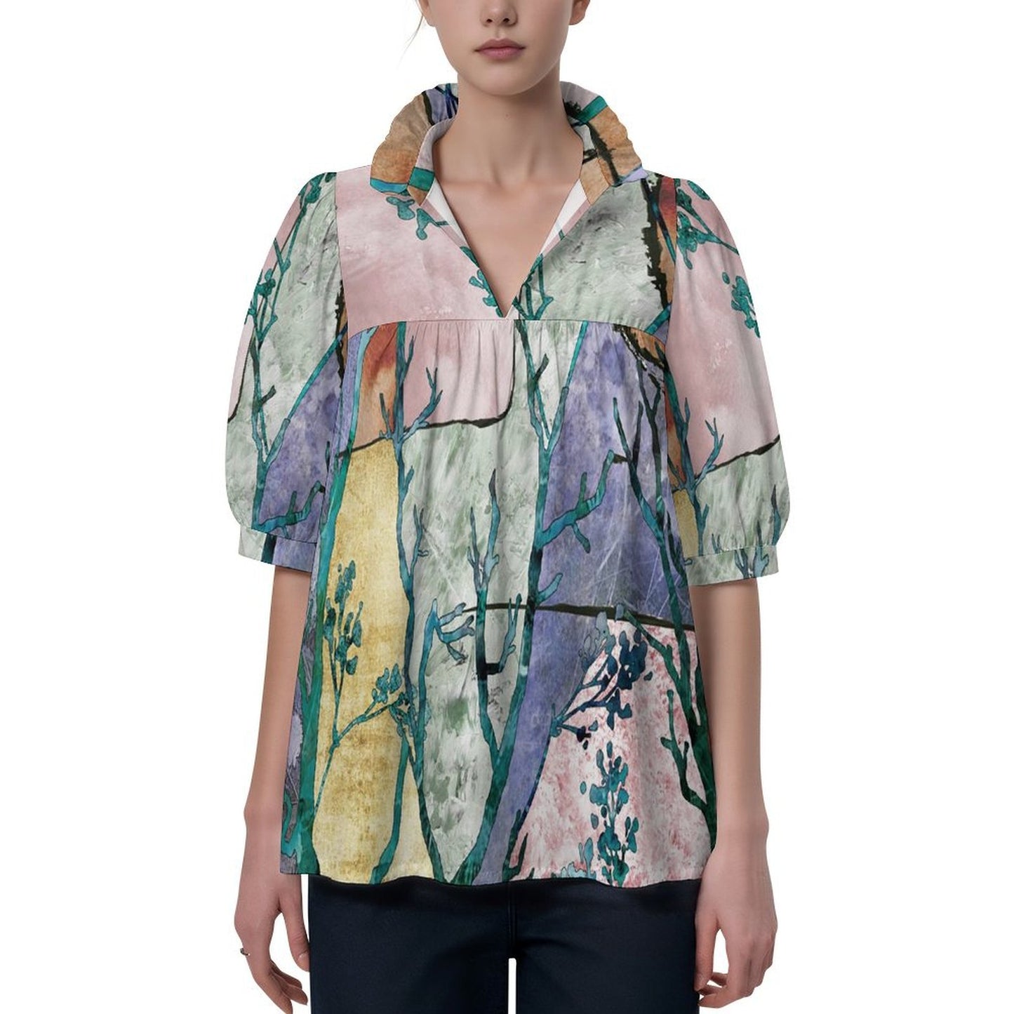 Top Donna Personalizzato Scollo a V | Maglia Elastica con la Tua Foto