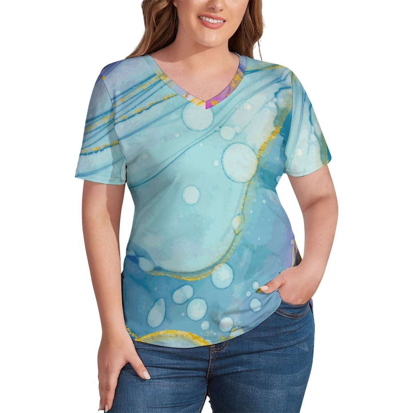 T-Shirt Donna Scollo V Personalizzata | Seta di Latte | Stile Comodo