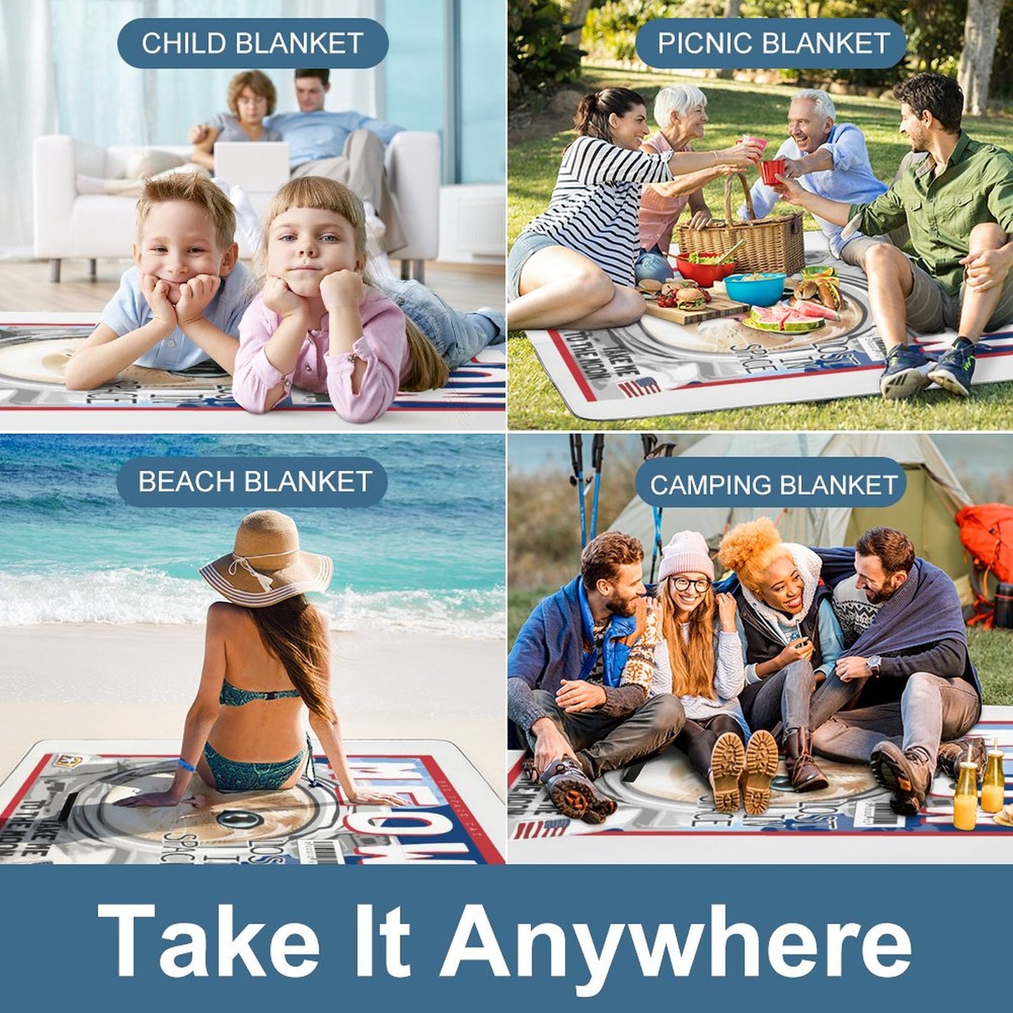 Telo Picnic Personalizzato | Morbido, Impermeabile e Pieghevole