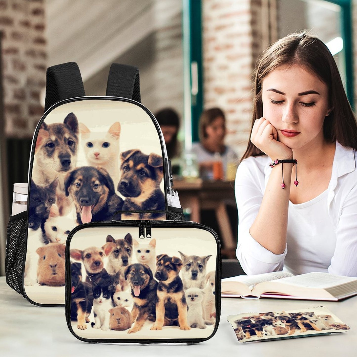 Set Borsa Trasparente 3 Pezzi Personalizzabile in PVC — Zaino, Borsa a Mano e Pochette