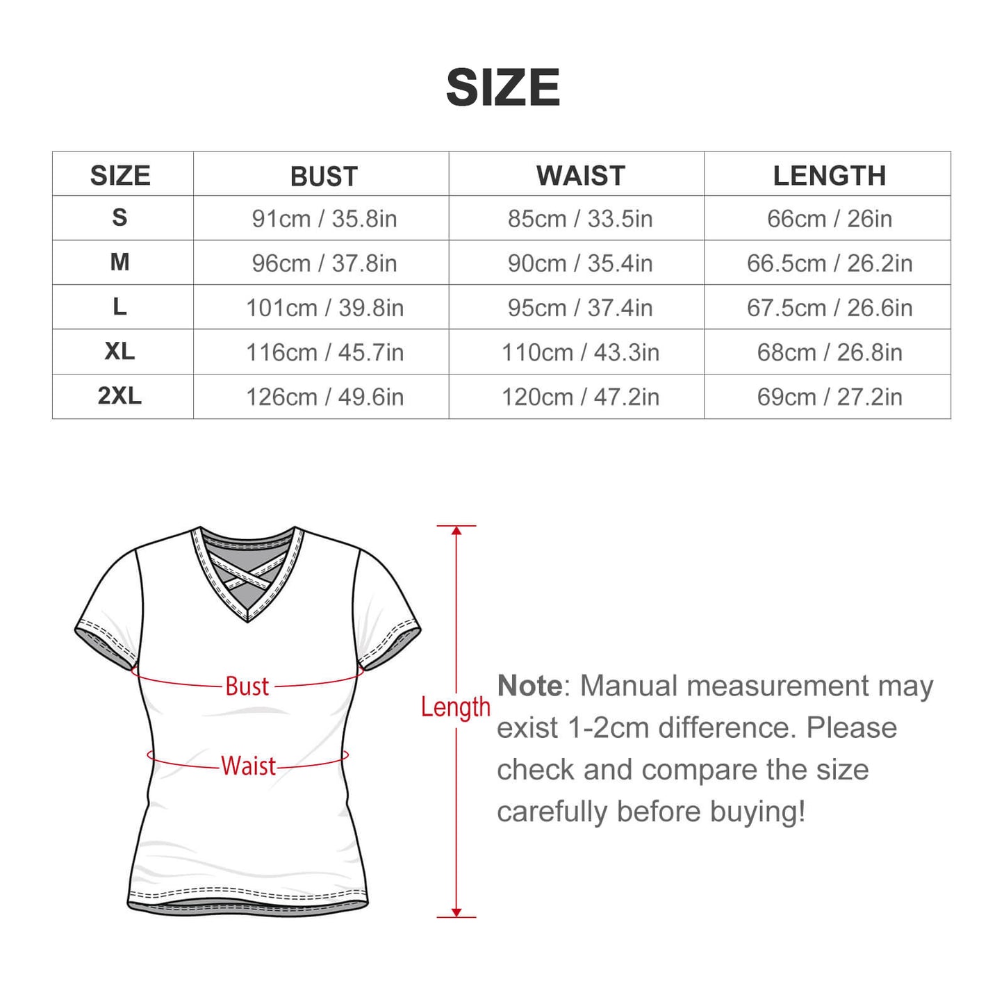T-Shirt Donna Scollo a V Incrociato | Top Estivo Personalizzato