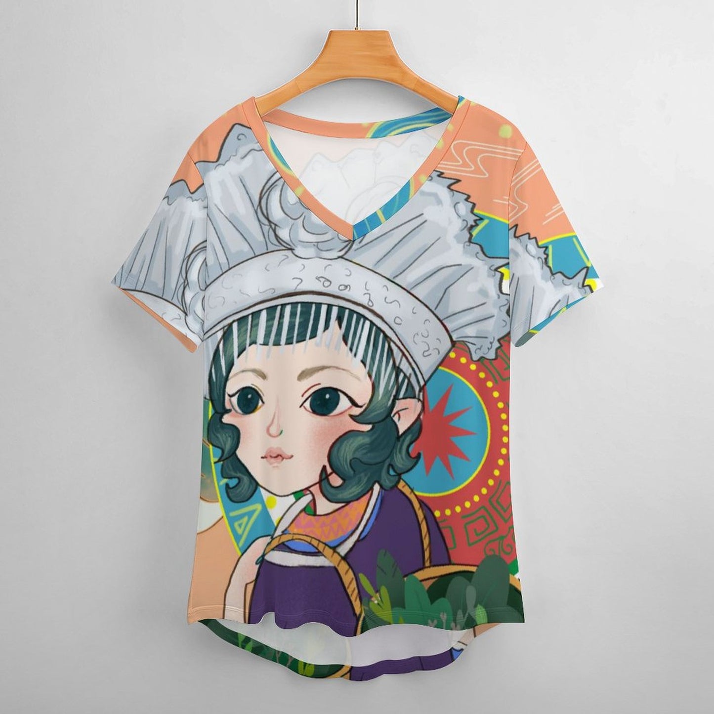 T-Shirt Donna Scollo a V Personalizzata | Maglietta in Seta di Ghiaccio