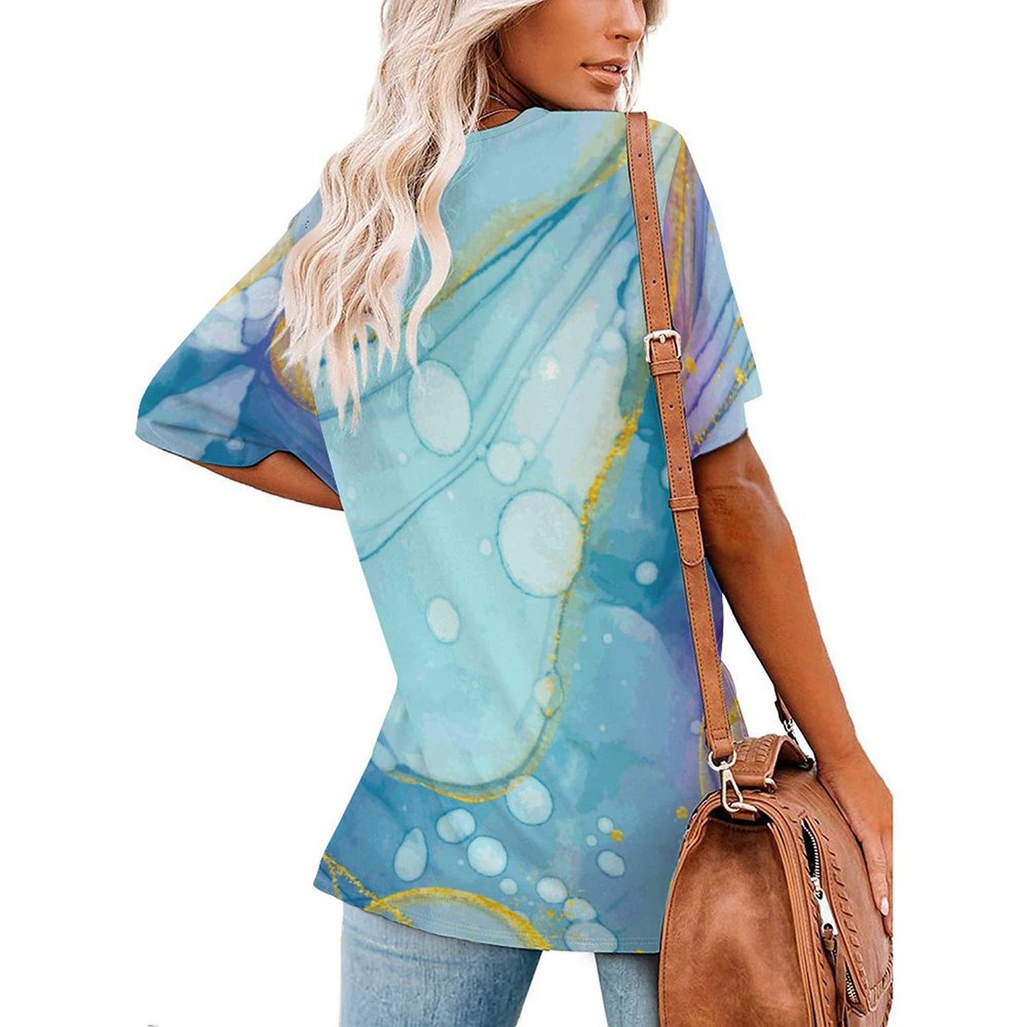 T-Shirt Donna Scollo V Personalizzata | Seta di Latte | Stile Comodo