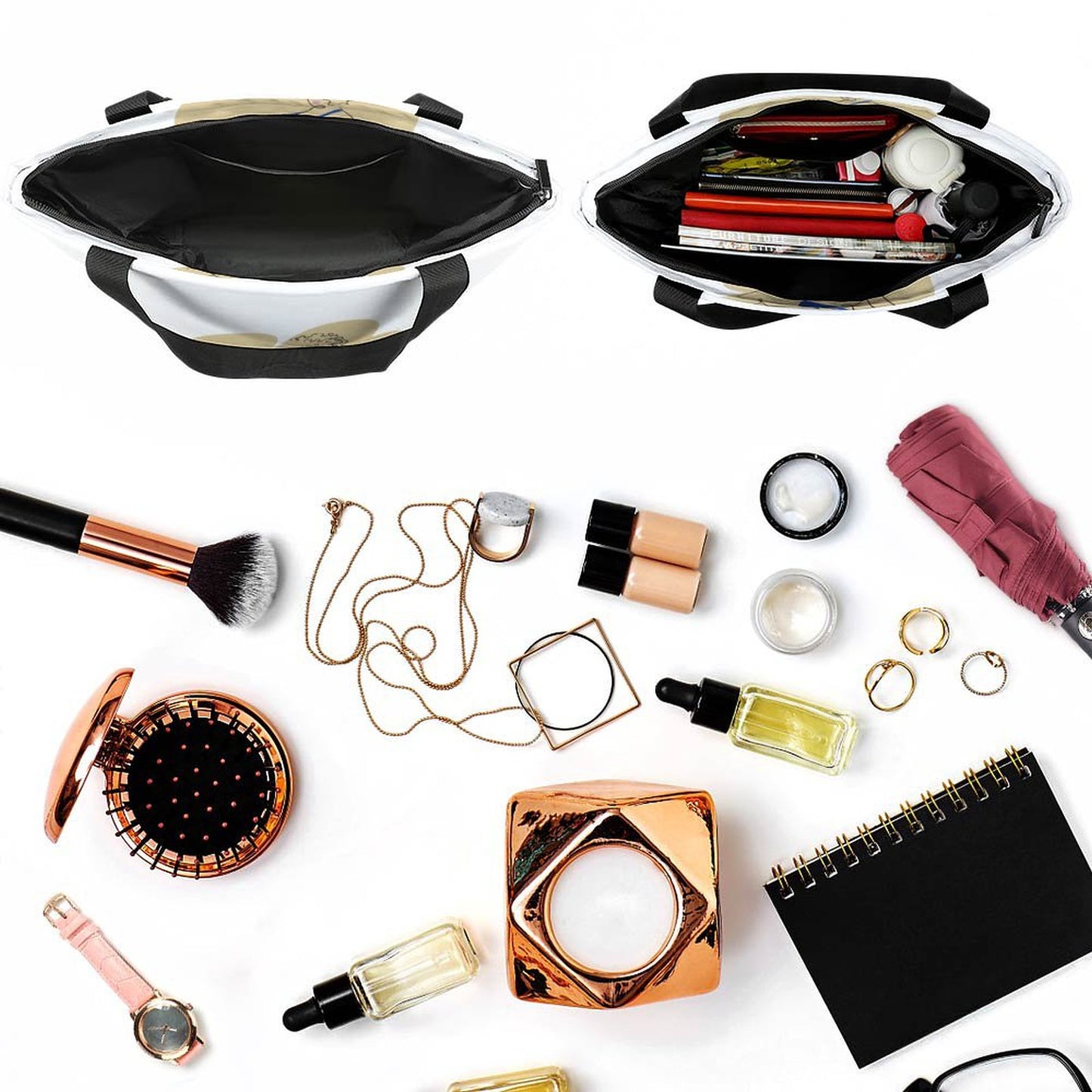 Tote Bag Oxford con Zip Personalizzata | Borsa Spalla Imbottita | Base Larga