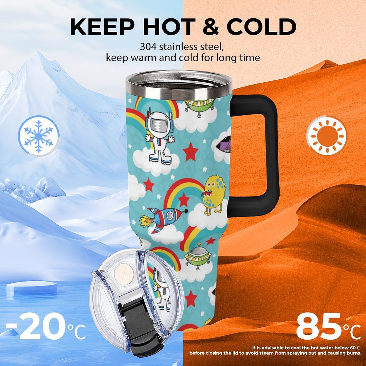 Bicchiere Termico Gigante 40oz Personalizzato | Acciaio Inox 304 | Stampa UV