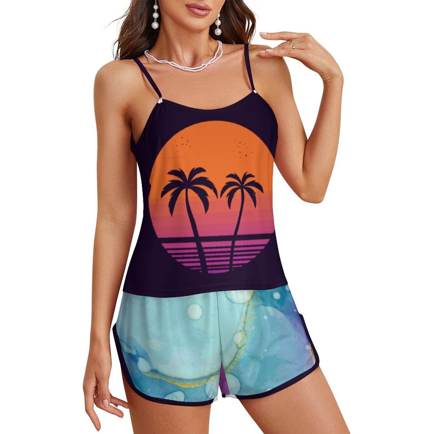 Pigiama Donna Personalizzato Seta di Ghiaccio | Completo Canotta e Shorts