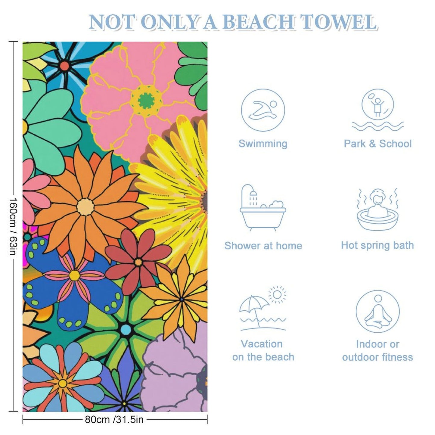 Telo Mare Grande Personalizzato 160x80cm | Microfibra | Stampa Unica