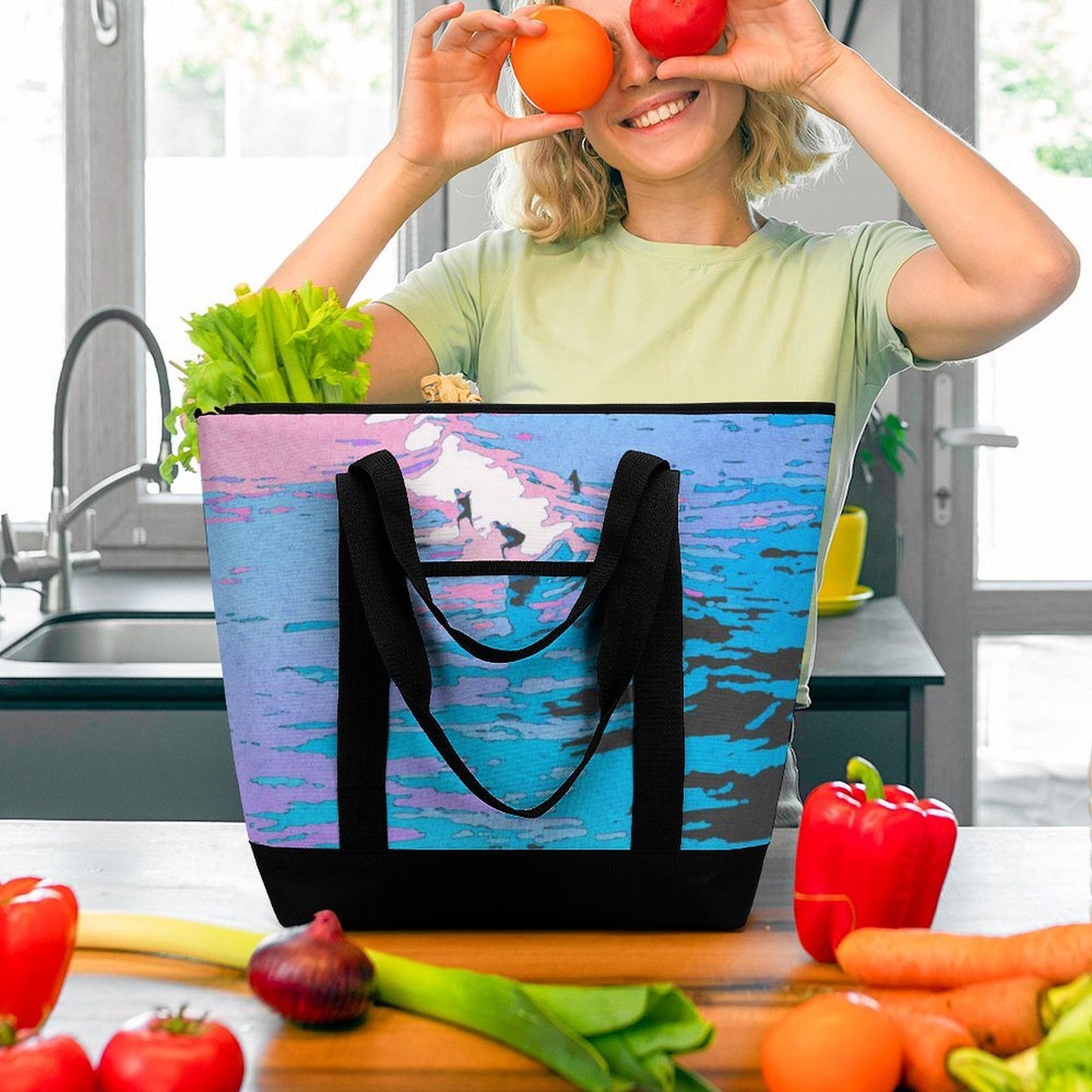Borsa Spesa Termica Grande Personalizzata in Oxford 600D con Fondo Rinforzato