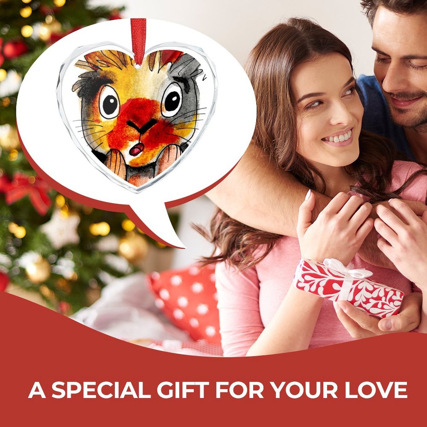 Ornamento Cuore di Cristallo Personalizzato con Foto | Regalo Unico