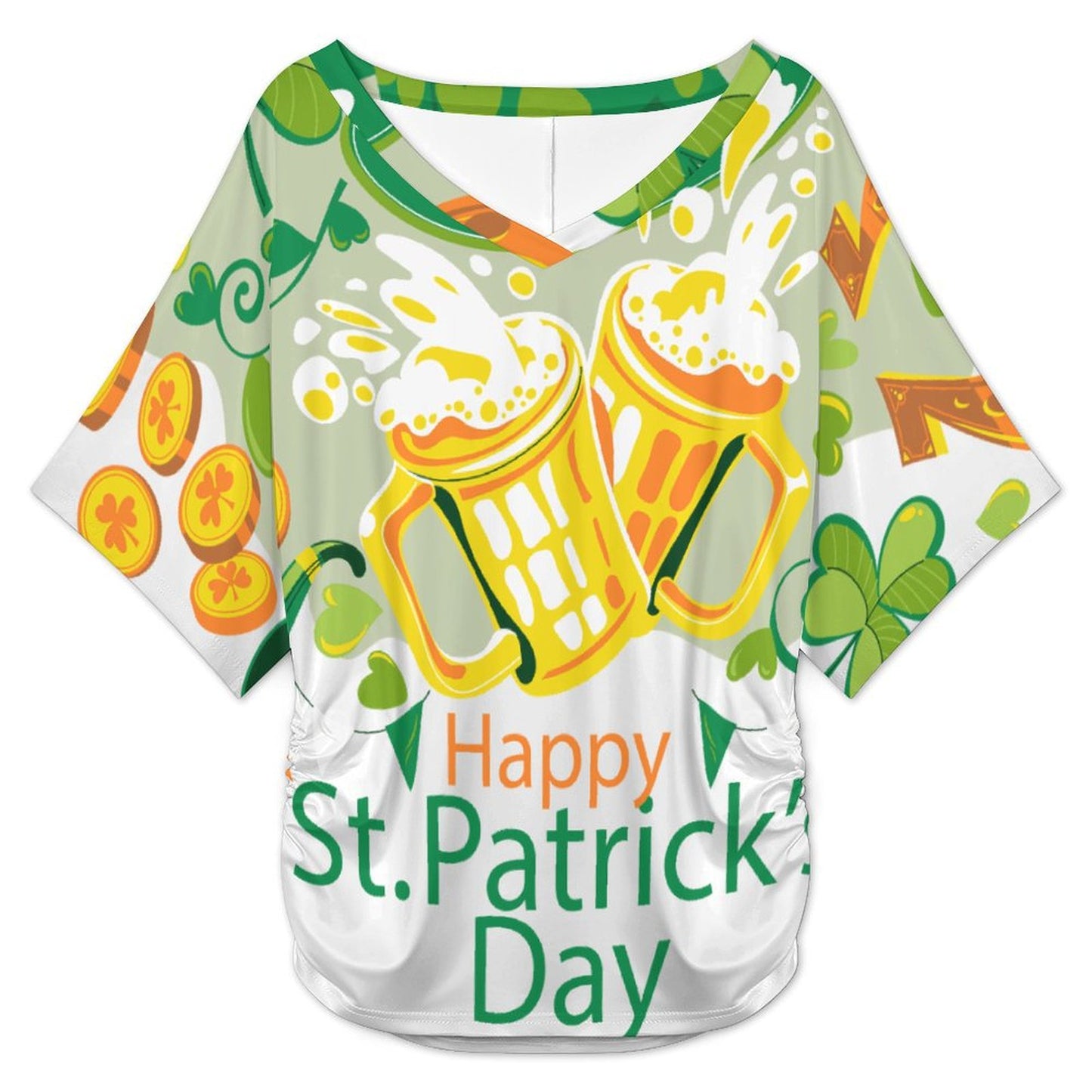 T-Shirt Donna Scollo V Personalizzata | Arricciatura Laterale | Seta di Latte