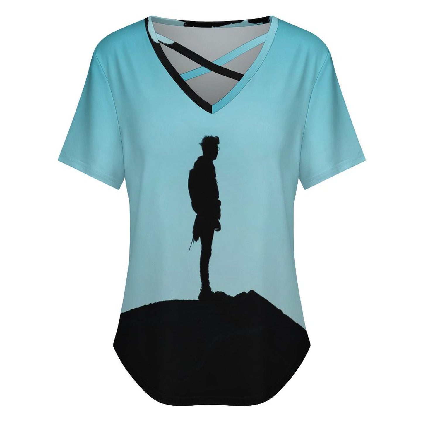 T-Shirt Donna Scollo a V Incrociato | Top Estivo Personalizzato