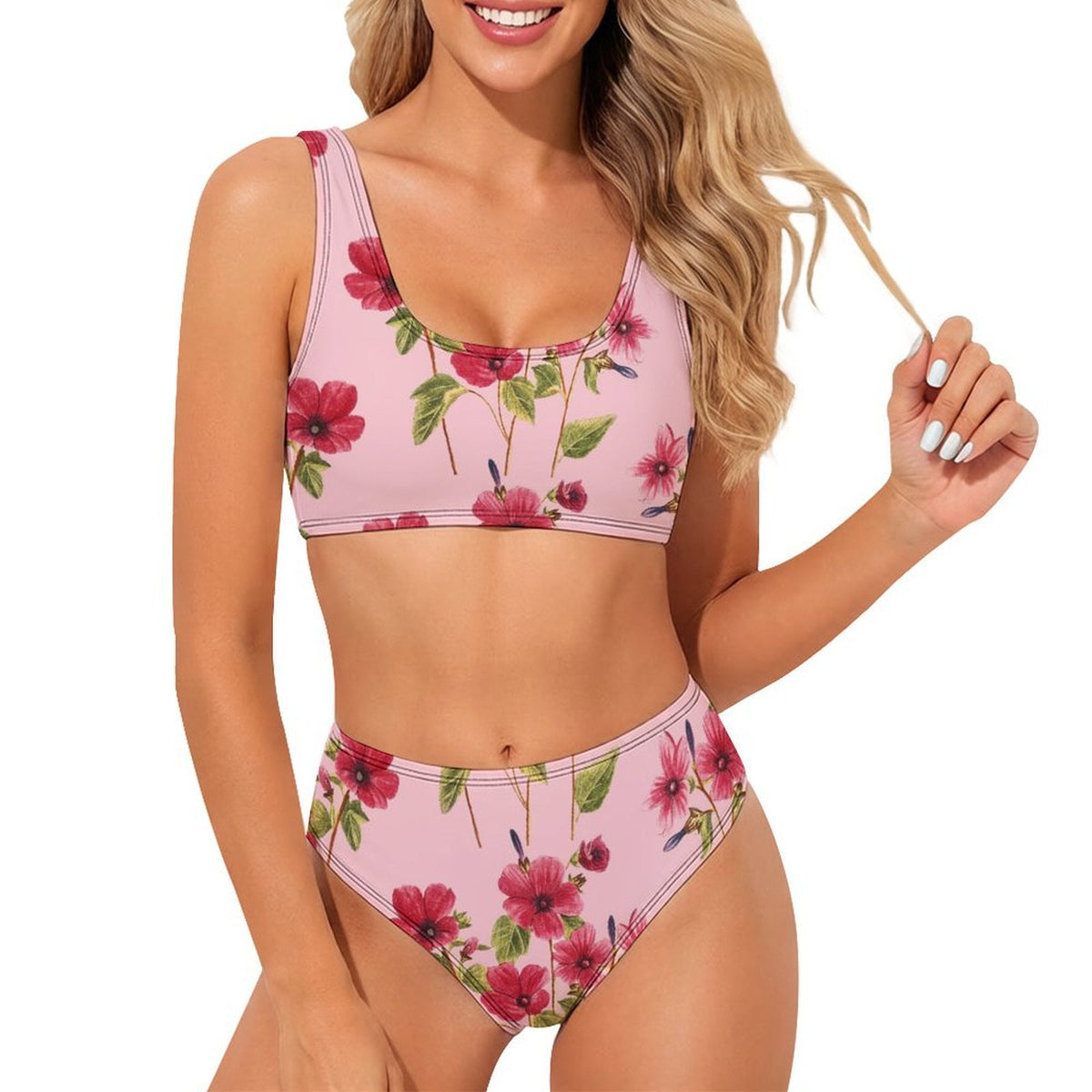 Set Bikini Sportivo da Donna Personalizzabile a Vita Alta