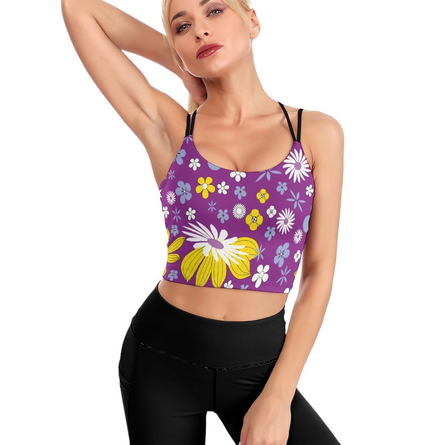 op Yoga Crop Donna Personalizzato | Smanicato Imbottito | Stampa Foto