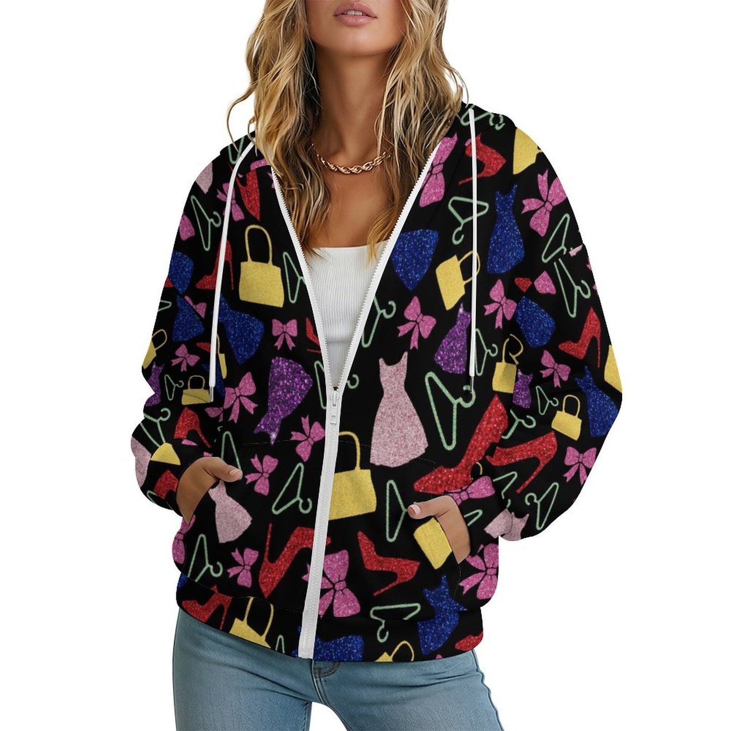 Felpa Donna con Zip e Cappuccio Personalizzabile