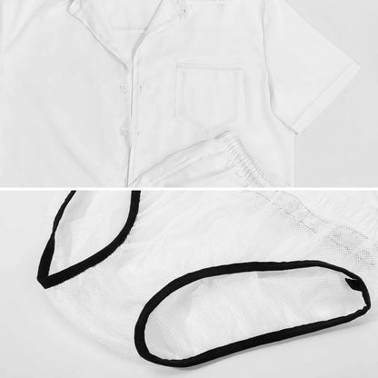 Completo Pigiama Uomo in Raso Personalizzabile con Camicia e Pantaloncini Corti