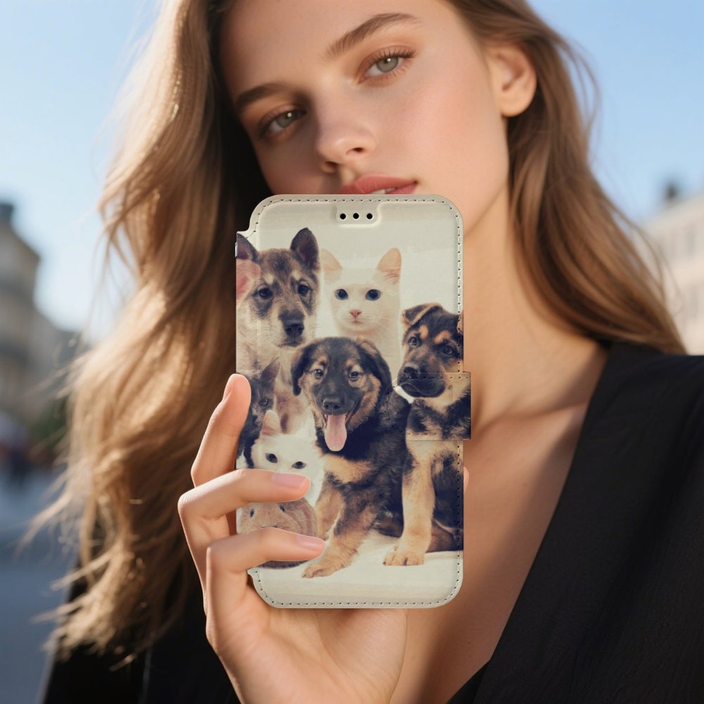 Custodia a Libro in Pelle Personalizzata per iPhone 17 con Porta Carte e Laccetto