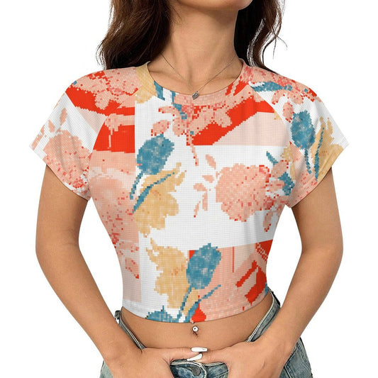 T-Shirt Crop Raglan Personalizzata | Maglietta Corta da Ragazza con Foto