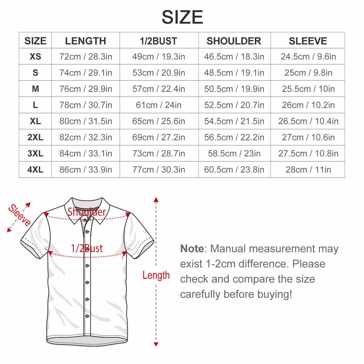 Camicia Uomo Cotone Colletto Classico Manica Corta Personalizzabile