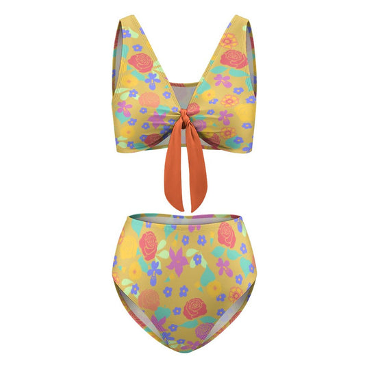 Bikini Vita Alta Personalizzato | Set Mare Nodo Frontale Modellante