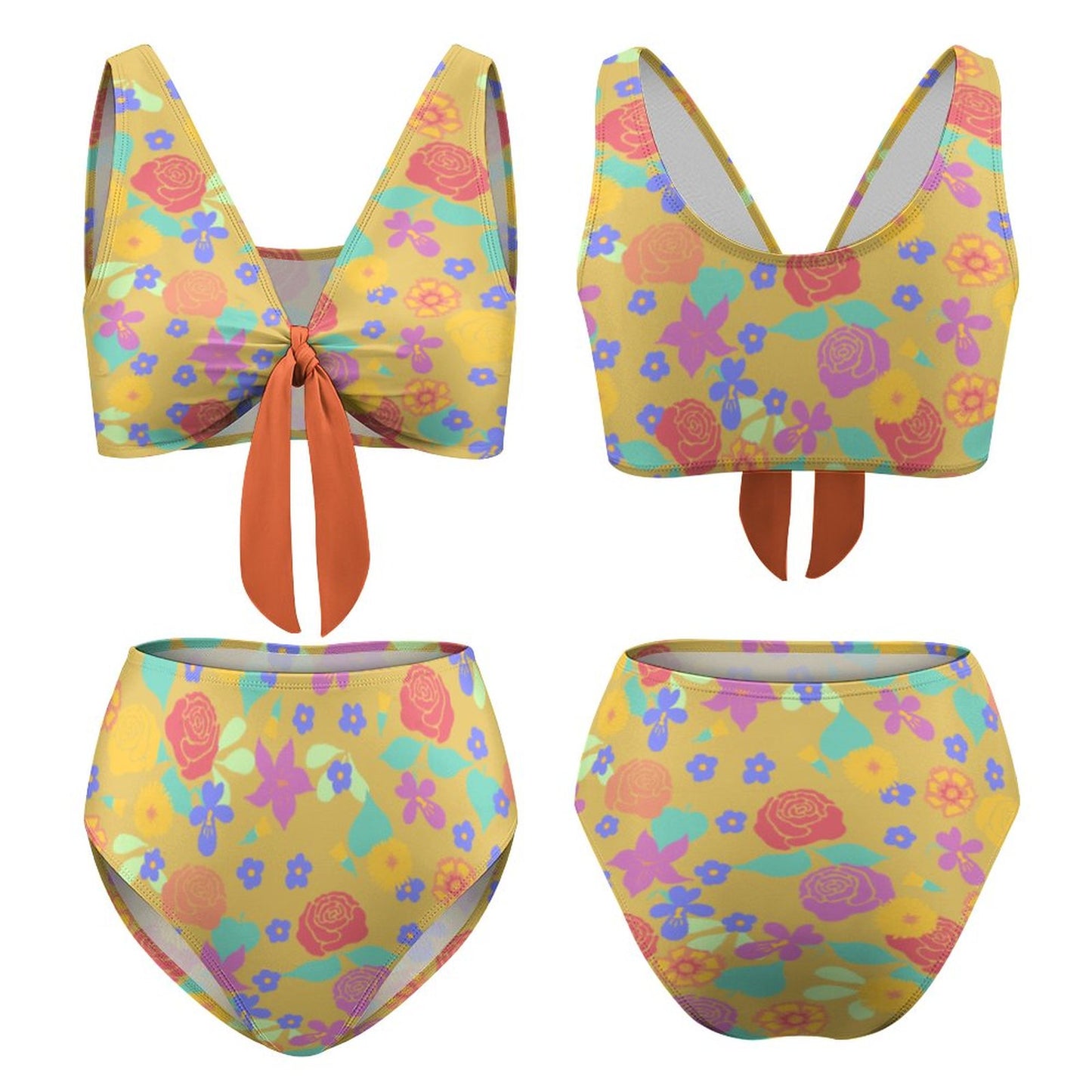 Bikini Vita Alta Personalizzato | Set Mare Nodo Frontale Modellante