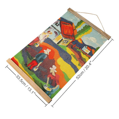 Poster Sospeso in Lino e Legno | Scroll Art Personalizzato Wabi-Sabi