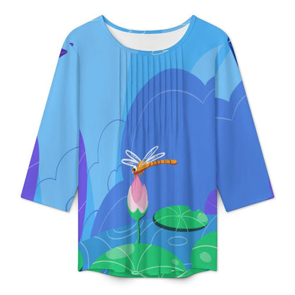 Top Donna Arricciato Personalizzato | Maglia Manica 3/4 con Foto Unica