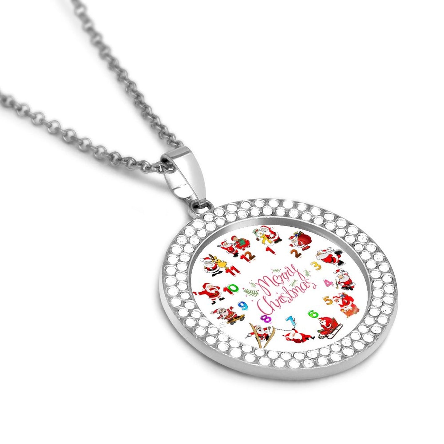Collana Foto Personalizzata con Strass | Ciondolo Rotondo Iced Out