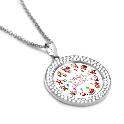 Collana Foto Personalizzata con Strass | Ciondolo Rotondo Iced Out