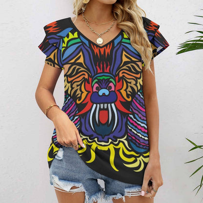 T-Shirt Donna Scollo V e Volant BUT | Personalizzata | Poliestere/Spandex