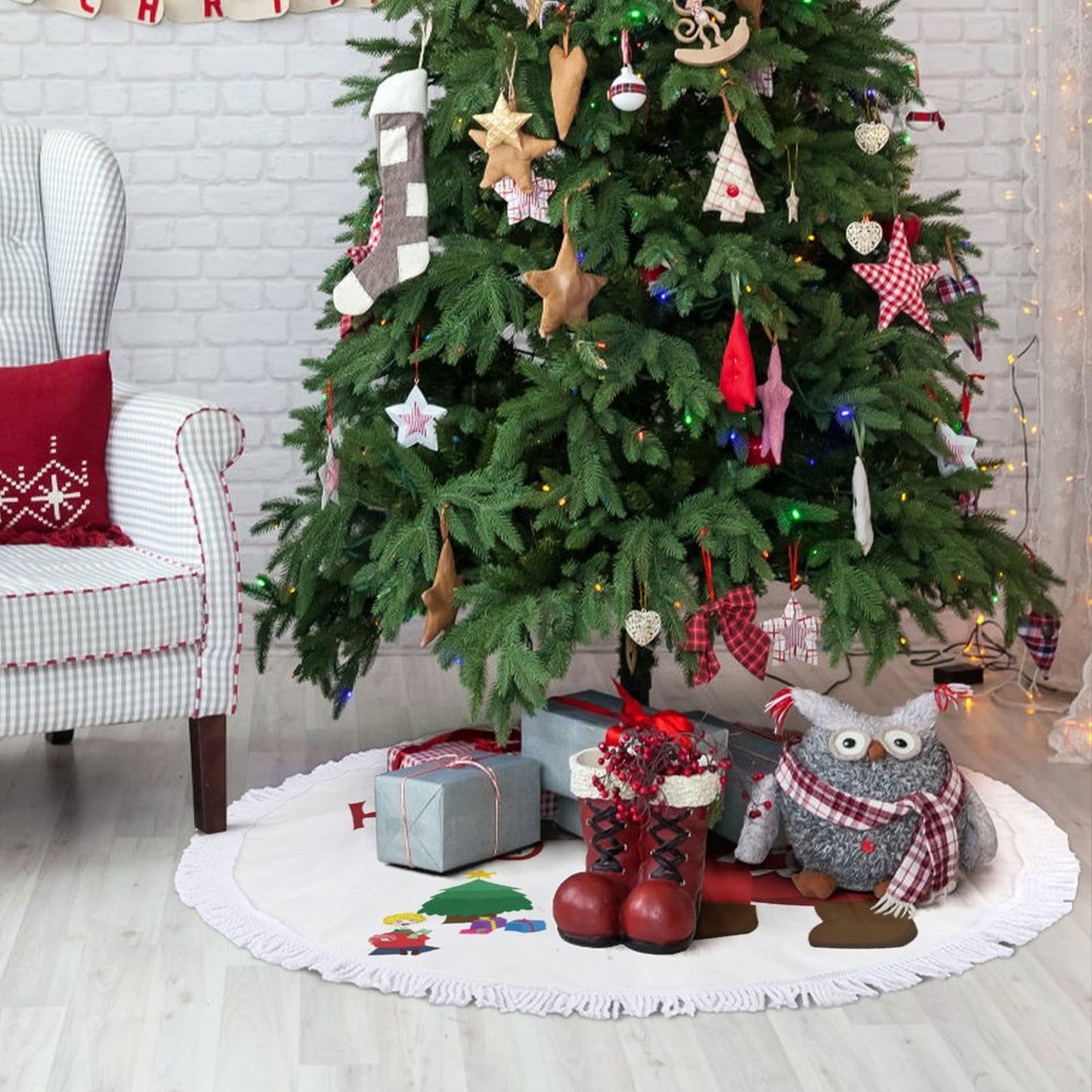 Tappeto Albero di Natale con Frange | Il Nido Morbido per i Tuoi Regali