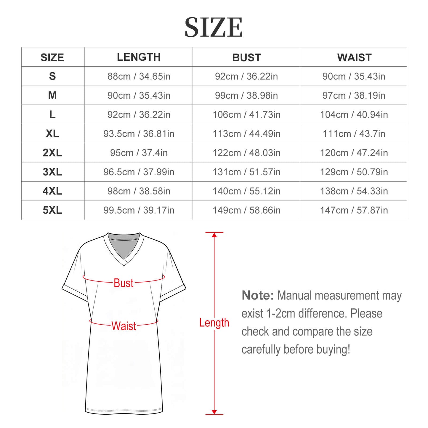 Vestito Casual Donna Scollo a V con Polsini Arrotolati — Personalizzabile con Stampa
