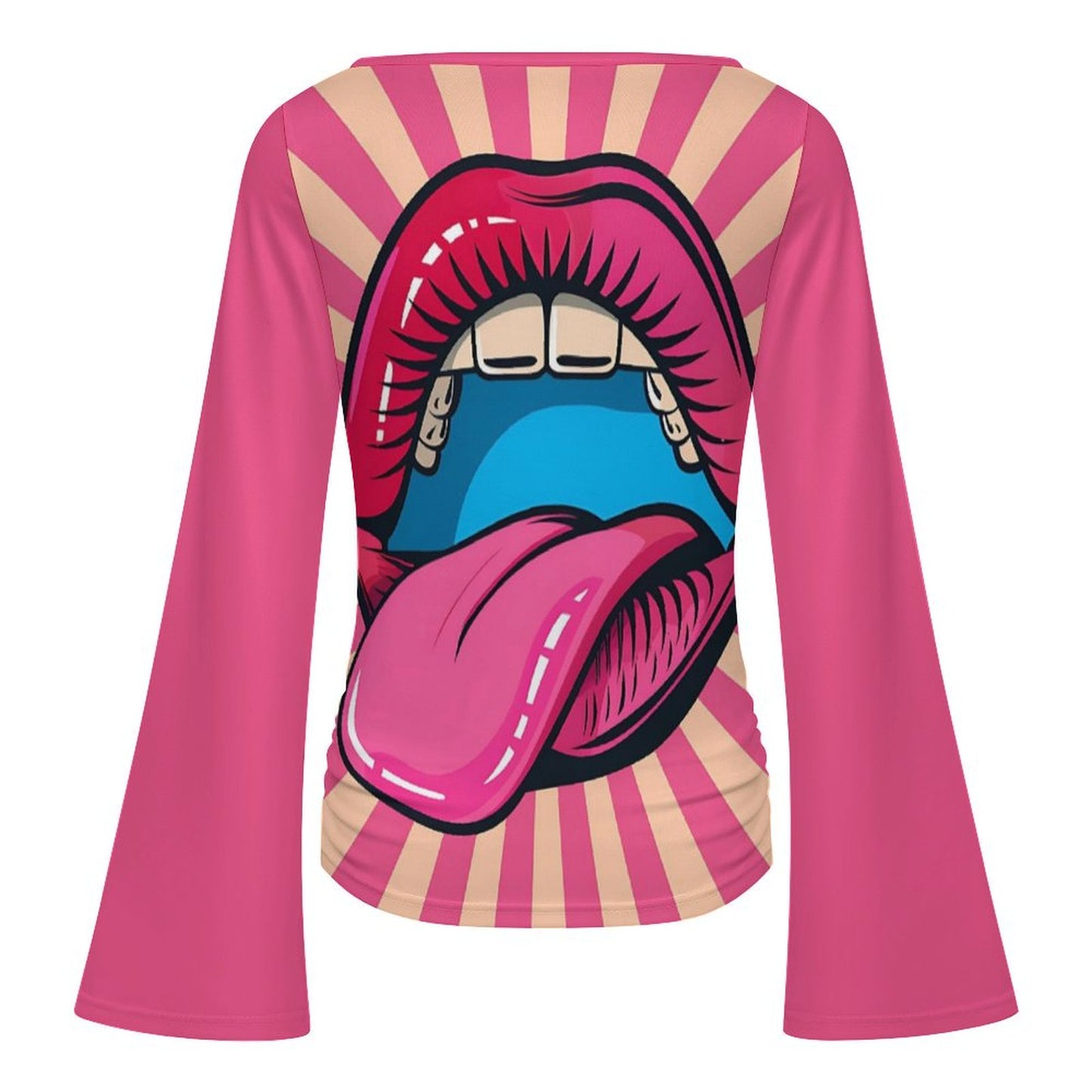 Top Personalizzato con Scollo a Barchetta | Maglia a Maniche Lunghe a Campana
