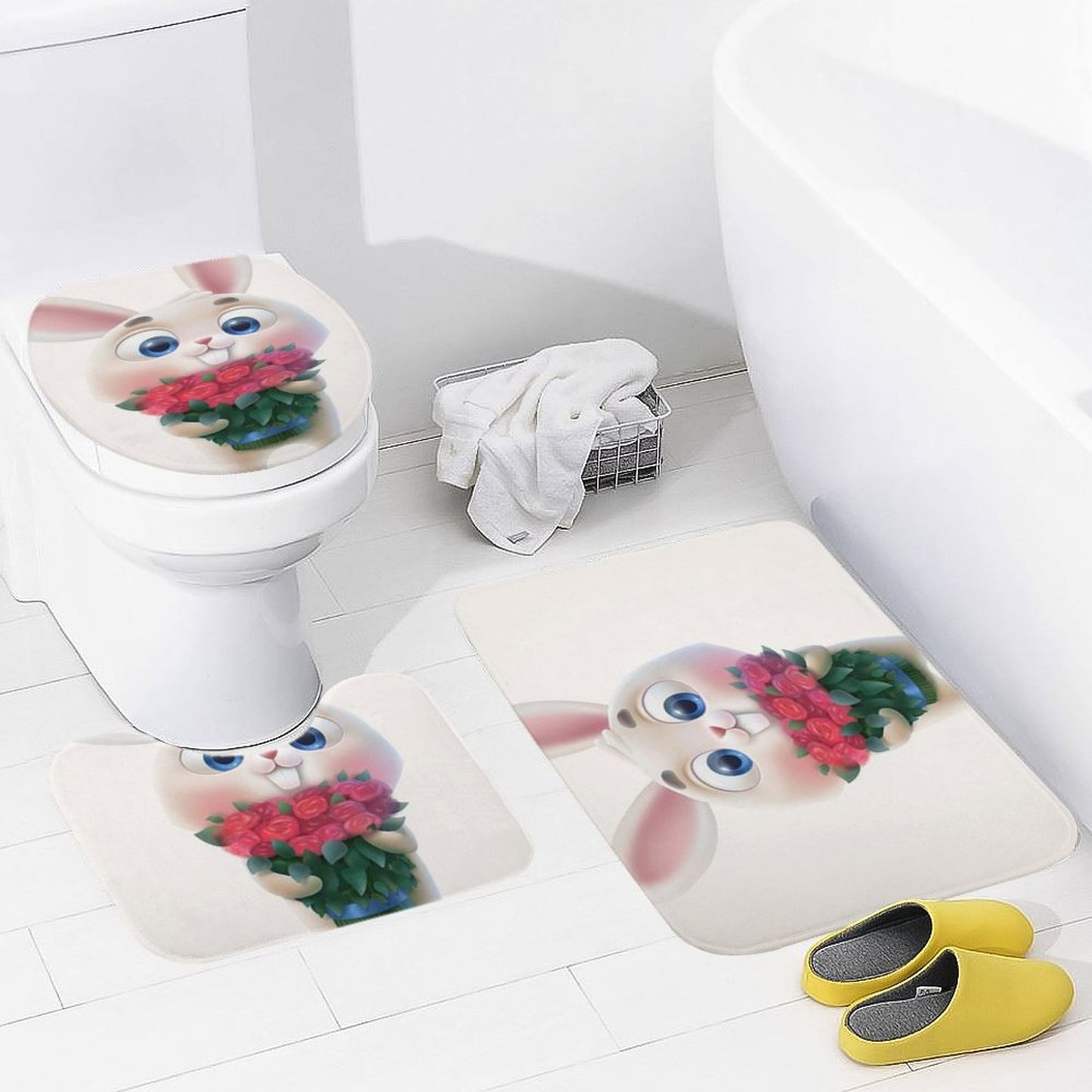 Set Tappetini Bagno 3 Pezzi Personalizzati | Tappeti Antiscivolo Coral Fleece