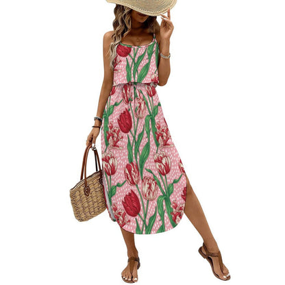 Abito Lungo Personalizzato con Spalline Sottili | Vestito Maxi con Spacco Laterale
