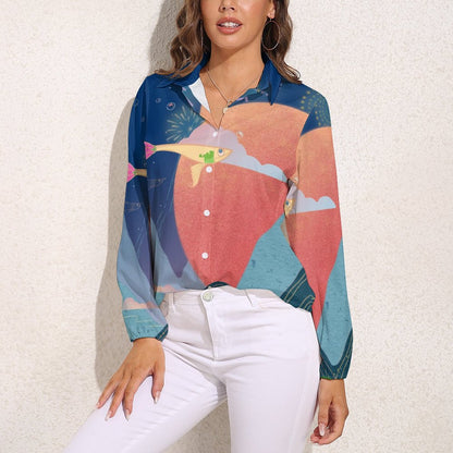 Camicia Donna Rétro Personalizzata | Blusa Maniche Lunghe con Foto