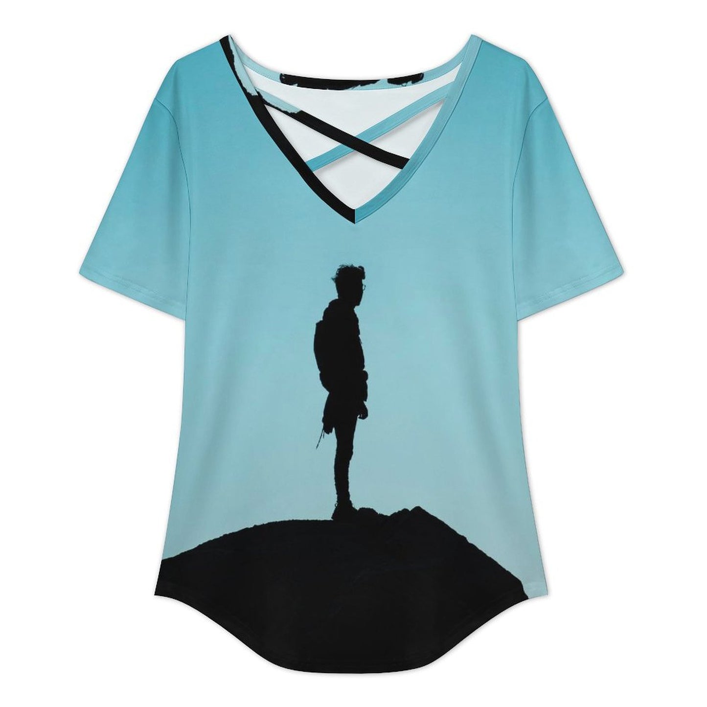 T-Shirt Donna Scollo a V Incrociato | Top Estivo Personalizzato