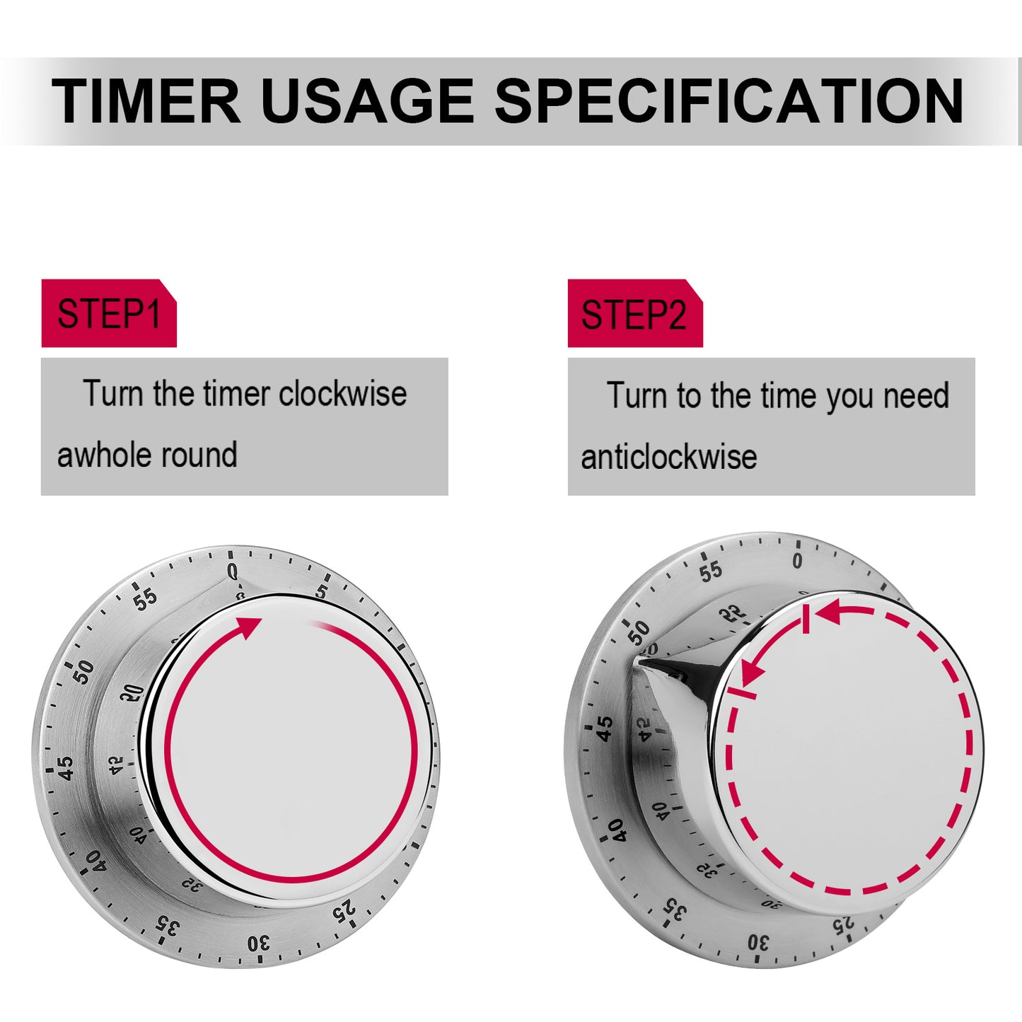 Timer Magnetico Meccanico Acciaio Personalizzato | 55min Senza Batteria UV Print