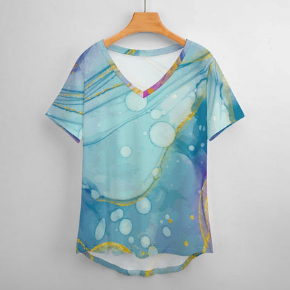 T-Shirt Donna Scollo V Personalizzata | Seta di Latte | Stile Comodo