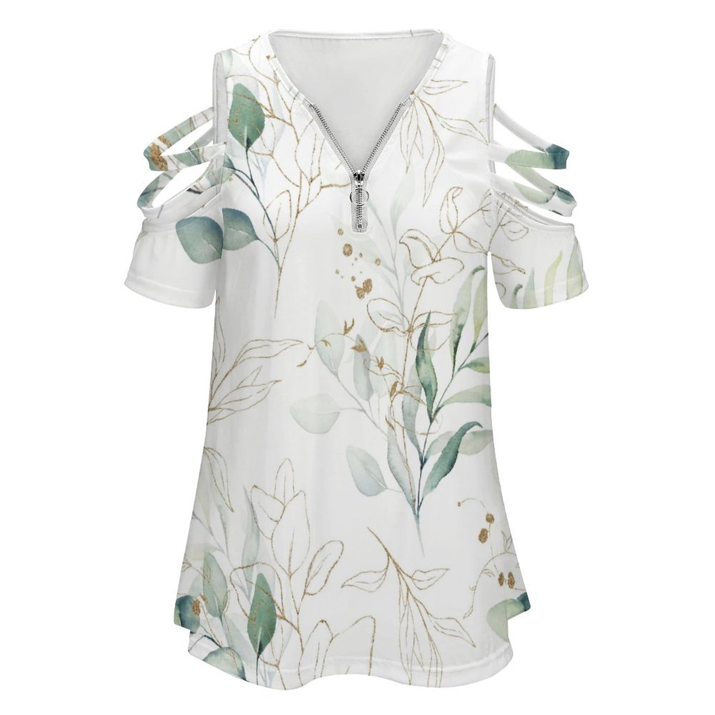 Maglia a Tunica Personalizzata con Zip | Blusa Spalle Scoperte (Cold Shoulder)
