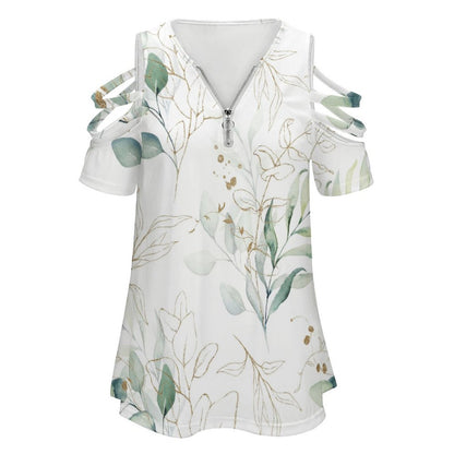 Maglia a Tunica Personalizzata con Zip | Blusa Spalle Scoperte (Cold Shoulder)
