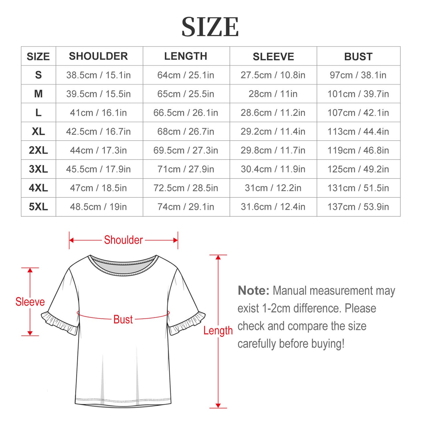 T-shirt con Maniche a Volant Personalizzata