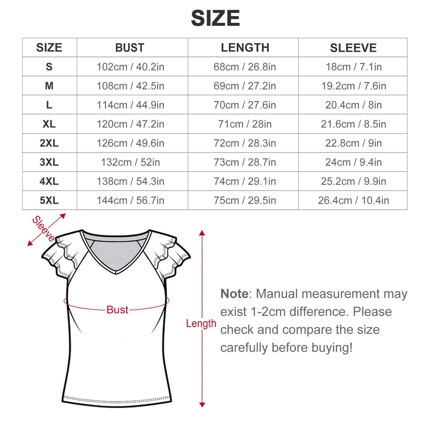 T-Shirt Donna Scollo V e Volant BUT | Personalizzata | Poliestere/Spandex