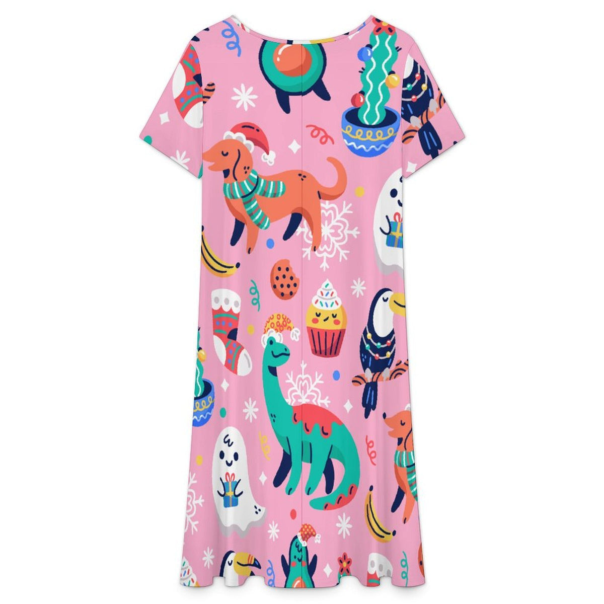Abito Lungo Donna con Scollo a V in Tessuto Morbido Personalizzabile