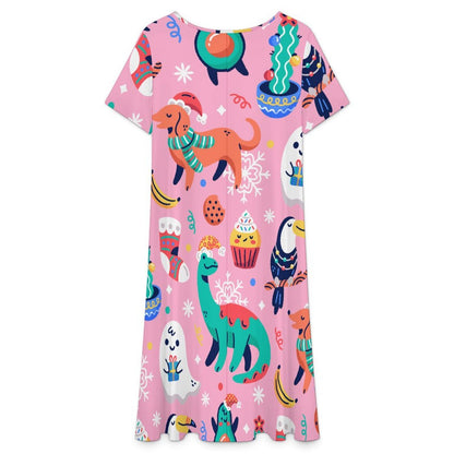 Abito Lungo Donna con Scollo a V in Tessuto Morbido Personalizzabile