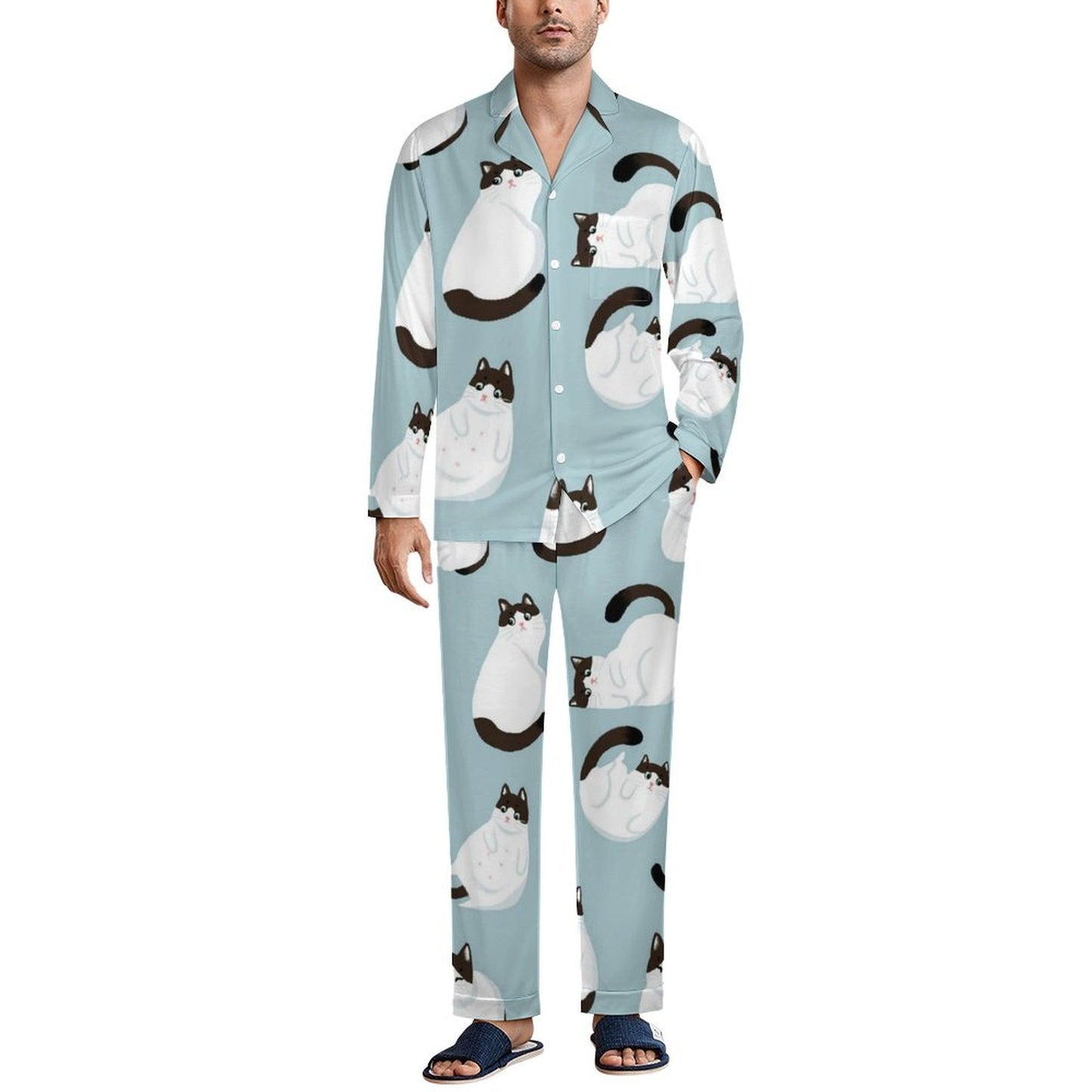 Pigiama Uomo Personalizzato Collo Cubano | Set Elegante con Foto