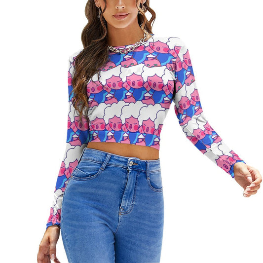 Top Crop Maniche Lunghe Schiena Scoperta | T-shirt Yoga Nodo Personalizzata