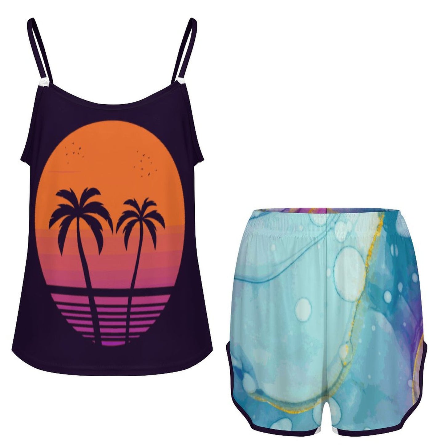 Pigiama Donna Personalizzato Seta di Ghiaccio | Completo Canotta e Shorts