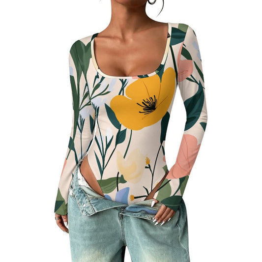 Body Donna Manica Lunga Scollo Quadrato Personalizzabile