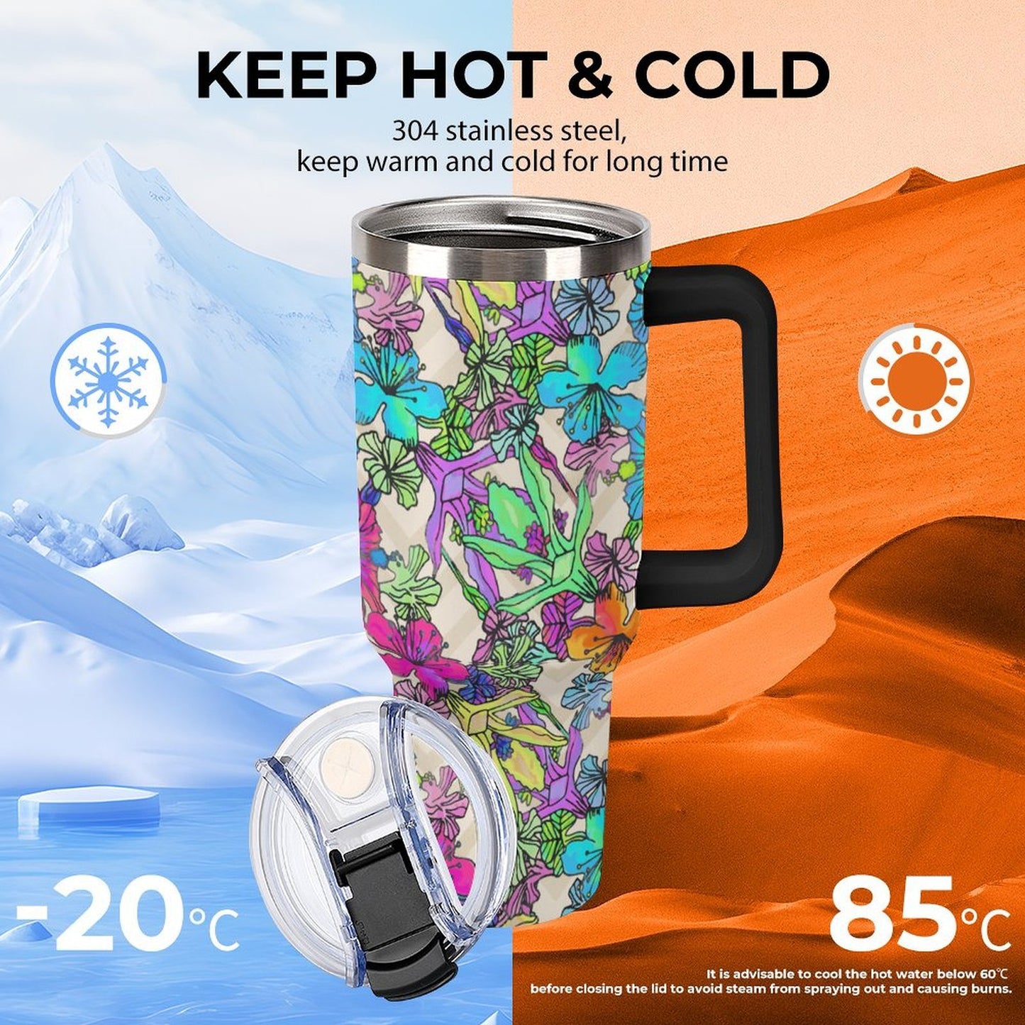 Tazza Termica da Viaggio in Acciaio Inox Personalizzata con Cannuccia